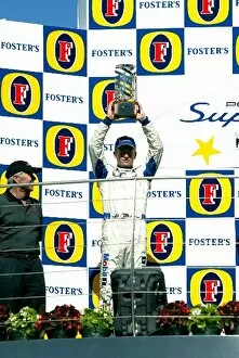 Images Dated 19th June 2004: Porsche Supercup: Patrick Long Porsche AG 2nd on the podium