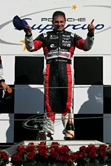 Images Dated 8th May 2005: Porsche Supercup: Race winner Alessandro Zampedri on the podium