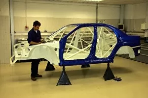 Engineer Gallery: Prodrive Factory Tour: A Subaru Impreza WRC body shell is prepared