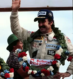 Images Dated 9th December 1996: REGAZZONI WINS BRITISH GP 1979 FOR WILLIAMS: Clay Regazzoni, 1st position on the podium