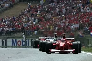 Images Dated 7th May 2000: Rubens leads Ralf and Michael Schumacher