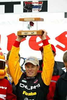 Images Dated 22nd April 2002: Scott Sharp (USA) Kelley Racing Dallara / Chevrolet celebrates a somewhat fortuitous victory in
