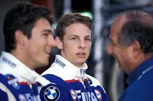 Images Dated 12th May 2004: Spa 24 Hours: David Saelens BMW and Jenson Button BMW chat with a team colleague