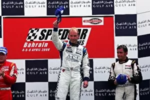 Images Dated 5th April 2008: Speedcar Series: The podium: David Terrien, second; Uwe Alzen, race winner; Gianni Morbidelli, third