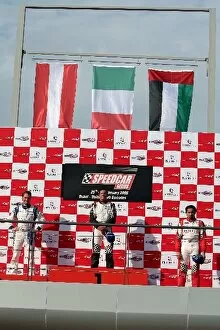Speedcar Series Gallery: Speedcar Series: Podium: Second placed Mathias Lauda, Race winner Gianni Morbidelli oand third placed Sheikh Hasher Al Maktoum