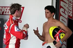 Images Dated 9th November 2008: Speedcar Series Testing: L-R: James Grunwell talks with Alex Yoong