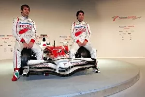 Images Dated 10th January 2008: Toyota TF108 Launch: Jarno Trulli Toyota and Timo Glock Toyota