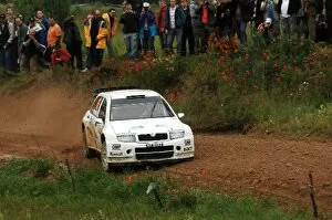2009 WRC Collection: World Rally Championship: Andreas Mikkelsen, Skoda Fabia, on the shakedown stage