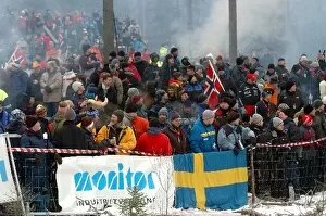 Sweden Collection: World Rally Championship: Fans wait at Colins Crest'