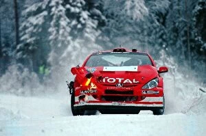Images Dated 9th February 2004: World Rally Championship: Freddy Loix with co-driver Sven Smeets Peugeot 307 WRC having sustained
