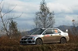 Images Dated 31st October 2008: World Rally Championship: Juho Hanninen, Mitsubishi Lancer, on stage 4