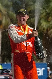 Images Dated 5th October 2008: World Rally Championship: Martin Prokop, Citroen, JWRC winner sprays his champagne on the podium