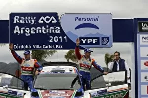 Rd6 Rally Argentina Collection: World Rally Championship: Mikko Hirvonen, Ford Fiesta RS WRC, on the podium after finishing second