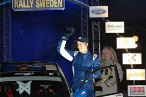 Sweden Collection: World Rally Championship: PWRC winner Martin Semerad celebrates on the podium