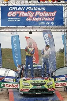 2009 WRC Collection: World Rally Championship: R-L: Ford team mates Mikko Hirvonen