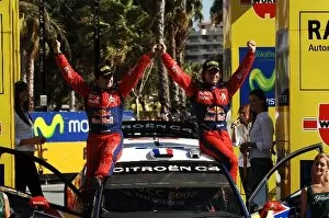 Images Dated 5th October 2008: World Rally Championship: R-L: Sebastien Loeb and Daniel Elena, Citroen, on the podium