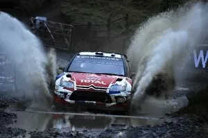 Welsh Gallery: World Rally Championship: Sebastien Ogier Citroen C4 WRC in the watersplash on Stage 5, Sweet Lamb