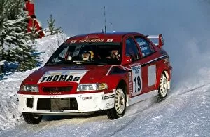 Images Dated 12th February 2001: World Rally Championship: Thomas Radstrom, Mitsubishi Lancer WRC, 2nd place