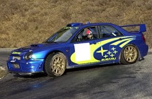 Images Dated 10th January 2002: WRC Testing: Richard Burns tests the new Subaru Impreza 44S for the first time